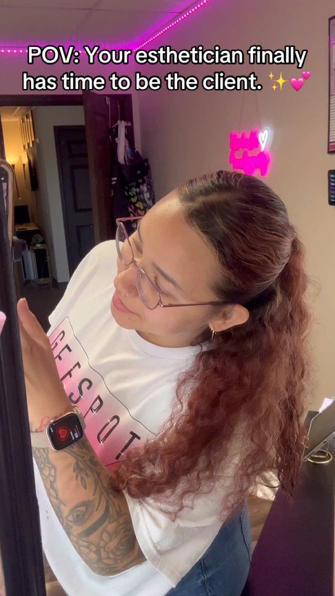 Gwen taking a self-care moment between client appointments